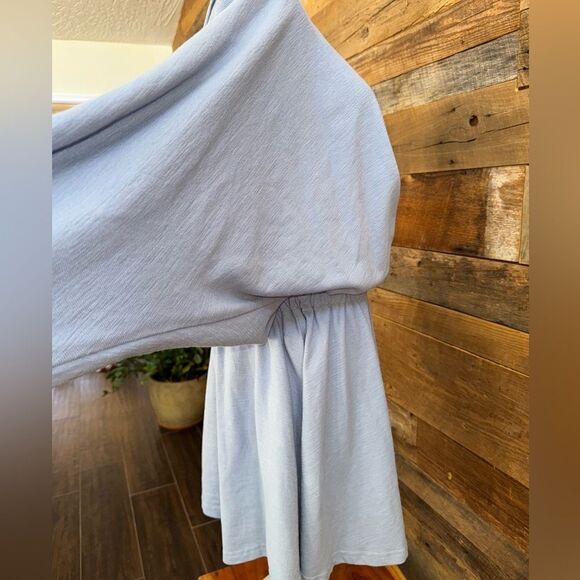FP Beach Free light blue Santa Maria Mini Dress Oversized Dolman sleeve sz L - Picture 8 of 8